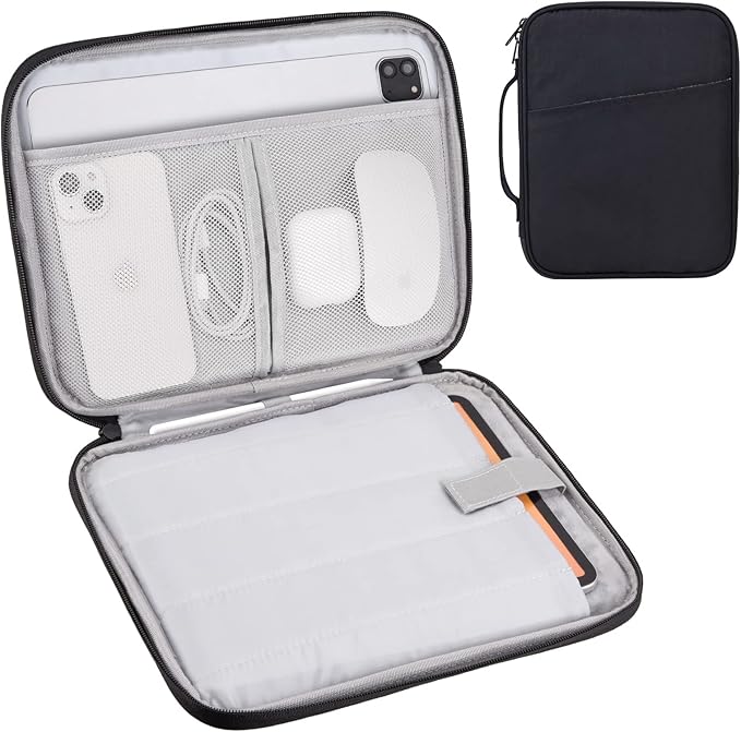 9-11 Inch iPad Carrying Case, Padded Travel Tablet Sleeve Bag for iPad Pro 11-in (M4), iPad 10.9 (10th Gen), iPad Air 11-in (M2), Galaxy Tab S9/S8, Kindle Scrible 11" 2025(Black-11)