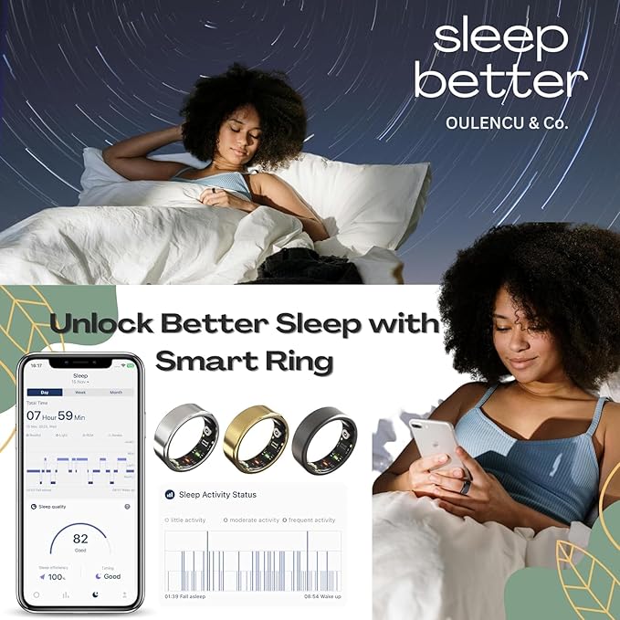 2026 Smart Ring for Women & Men Health Fitness Tracker for Daily Activity Workouts | Heart Rate Sleep Blood Oxygen Steps Cycle Monitoring Meditation | No Subscription Required (Black, #13)