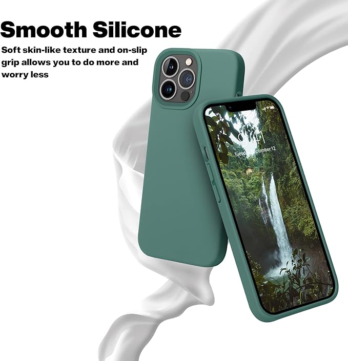 OTOFLY for iPhone 13 Pro Case [Compatible with MagSafe] Full-Body Silicone Shockproof Slim Thin Phone Case for iPhone 13 Pro 6.1 inch (Midnight Green)