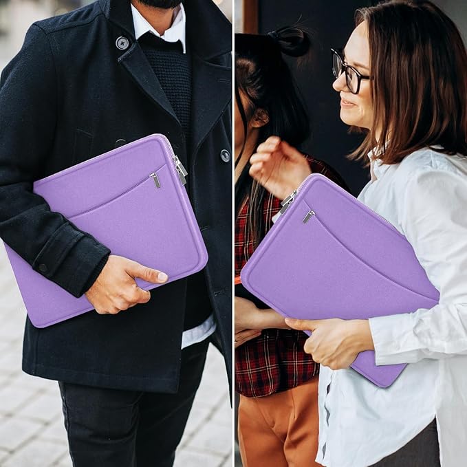 Laptop Sleeve 15.6 inch, Shockproof Protective Laptop Cover Briefcase Carrying Computer Bag with Accessory Pocket, Portable Computer Case Compatible with MacBook, HP, Dell, Lenovo, Asus, Purple