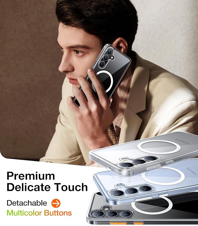 TORRAS Magnetic Shockproof for Samsung Galaxy S25 Plus Case, [Compatible with MagSafe][4X Military Grade Protection][Anti-Yellowing] Magnetic Slim Clear for Samsung S25+Plus Case, Diamond Clear
