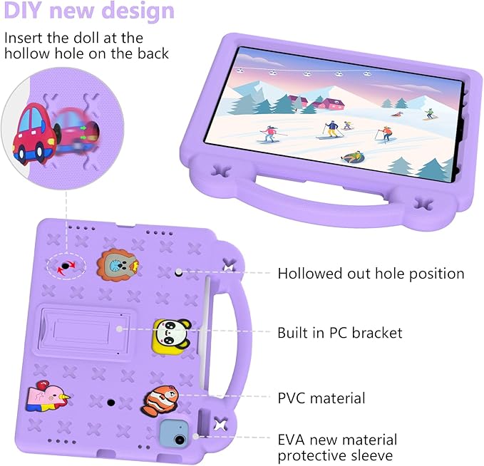 AKABEILA Compatible with Honor Pad X8 Pro 11.5(2023)/Honor Pad X9 Tablet Case, Lightweight Shockproof Protective Case with Shoulder Strap & Stand Handle for Girl Kid Gift Light Purple