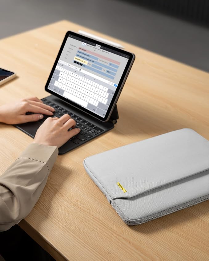 tomtoc Tablet Sleeve Case for 2025 13 Inch iPad Air M3&M2, iPad Pro M4, 12.9-in iPad Pro M2&M1 6th/5th with Magic Keyboard and Smart Keyboard Folio, 12.4-in Galaxy S10+/S9+ with Accessories Pocket