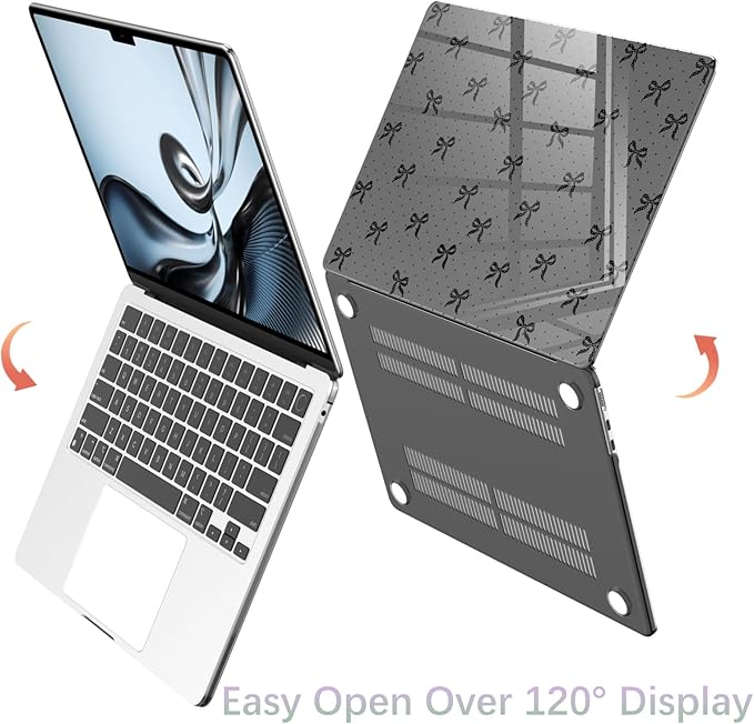 Compatible with MacBook Air 13 inch Case M1 A2337 A2179 A1932 2022 2021 2020 2019 Release, Cute Polka Dot Black Bow Protective Hard Shell Clear Black Cover for MacBook Air 13.3 inch