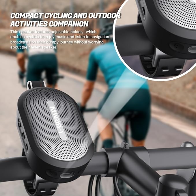 Portable Mini Bike Bluetooth Speaker,IP67 Waterproof Wireless with Adjustable Strap and Hook, Loud Clear Sound 10Hours Playtime, Home/Party/Outdoor/Beach/Shower (MINI Speaker)
