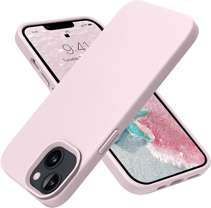 OTOFLY Designed for iPhone 13 Case, Silicone Shockproof Slim Thin Phone Case for iPhone 13 6.1 inch Ice Pink