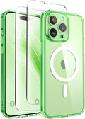 CAPRARO Magnetic for iPhone 14 Pro Max Case, [Compatible with MagSafe] [Full Camera Protection] Shockproof Protective Slim Translucent Matte Phone Case for iPhone 14 Pro Max 6.7'', Clear Green