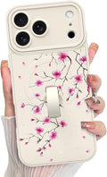 KANGHAR Compatible with iPhone 17 Pro Max Case, Magnetic Compatible with MagSafe, Cute Flower Floral Pattern Wristband Kickstand Full Camera Lens Shockproof Protective Case for Girls Women, White
