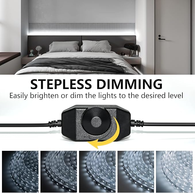 LED Strip Lights White 65.6ft Dimmable 6000K Bright White Strip Lighting, 12V 20M 1200 LEDs 2835 Flexible led Light for Kitchen, Under Cabinet, Bedroom, Wardrobe.