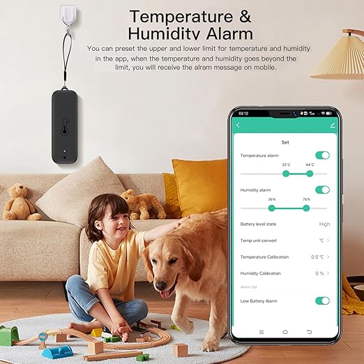 WiFi Thermometer Hygrometer: Smart Temperature Humidity Sensor with App Notification Alert, Data Storage Export, Calibrated Indoor Temperature Monitor, for Room Greenhouse Wine Cellar (2-Pack Black)