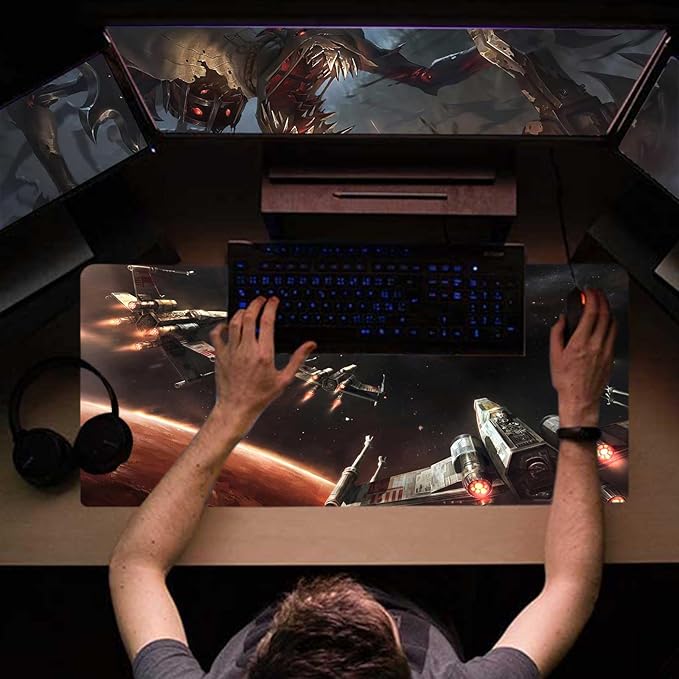 XXL Large Gaming Mouse Pad,Mousepad with Stitched Edge Frame & Non-Skid Rubber Base,Desk Mat for Work,Office Desk Pad for Laptop,Computer Keyboard and Mice Combo Pads Mouse Mat 31.5X15.7 inches