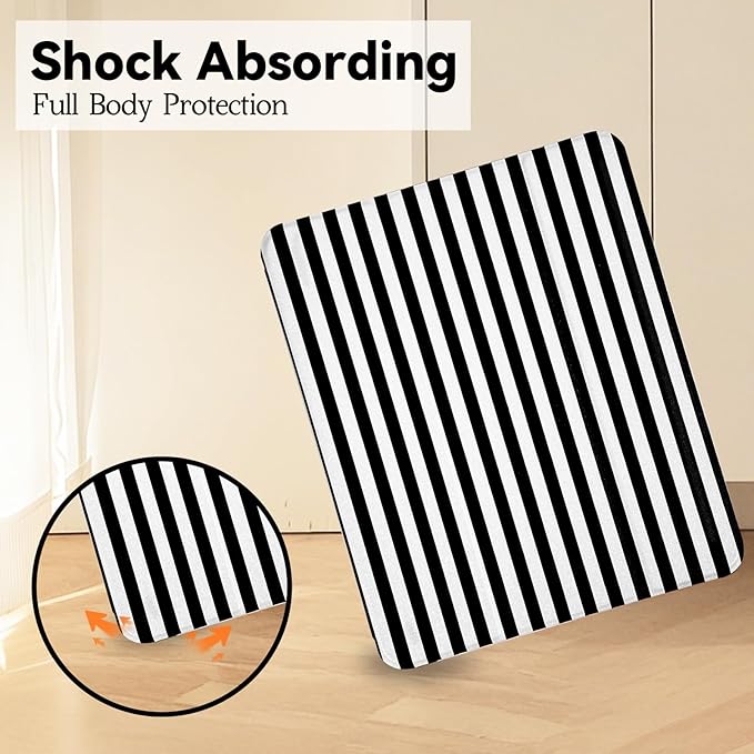 Lovmooful Compatible for iPad Pro 12.9-Inch 2022/2021/2020/2018 (6th/5th/4th/3rd Generation) Case with Pencil Holder Cute Striped with Aesthetic Design Soft TPU Trifold Stand Protective-Black&White