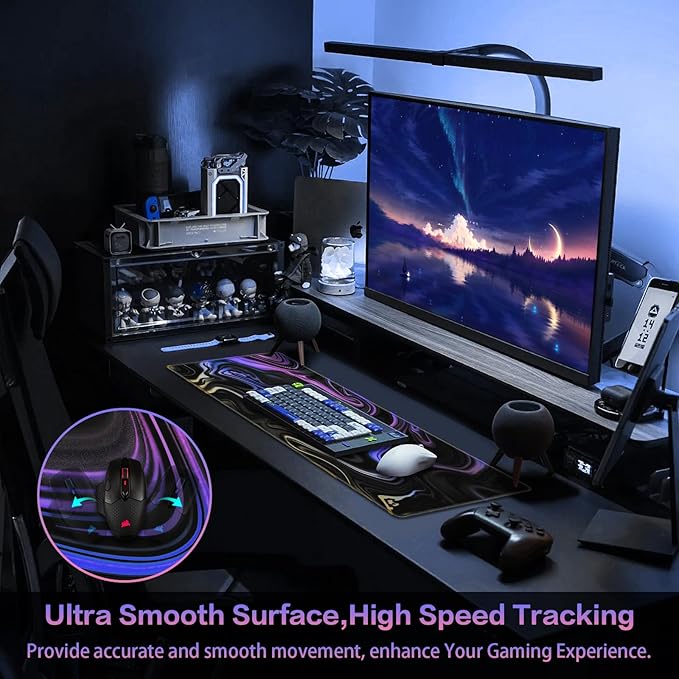 Canjoy Gaming Mouse Pad, Fluid Pattern Mouse Pad 31.5x11.8inch Large Extended Computer Mouse Mat Keyboard Full Desk Mousepad for Gaming, Office, Home