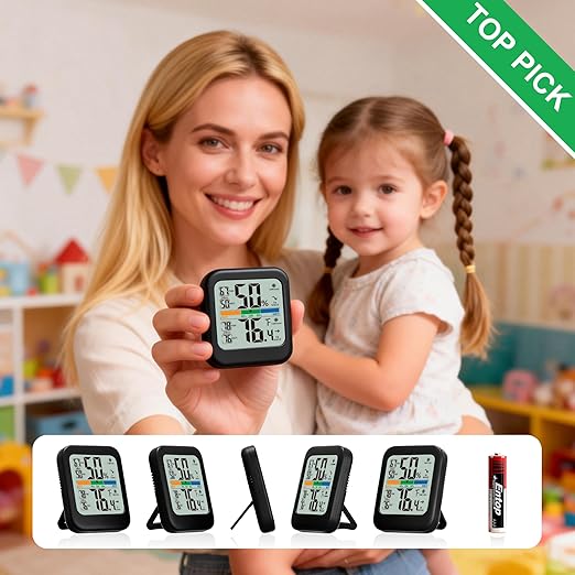 G.CATACC Digital Hygrometer Indoor Thermometer Humidity Meter Gauge, Room Thermometer Temperature and Humidity Monitor for House, Baby Nursery, Greenhouse, Reptile - Battery Included