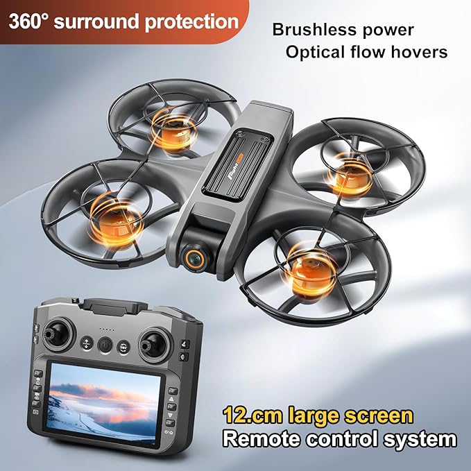 RC Drone with HD Dual Camera & Night LED, Brushless Motor Optical Flow Positioning Headless Mode S156 Mini Quadcopter, Beginner-Friendly FPV Photography Drones with 2 Batteries for Adults (Black)