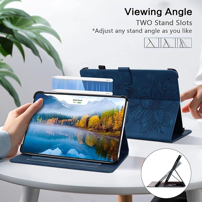 Case for iPad Pro 13 Inch (M5) 2025/ (M4) 2024, Auto Wake/Sleep Supports Pencil Pro and Pencil(USB-C) Magnetic Clasp Stand for iPad Pro 13 Inch Cover, Blue