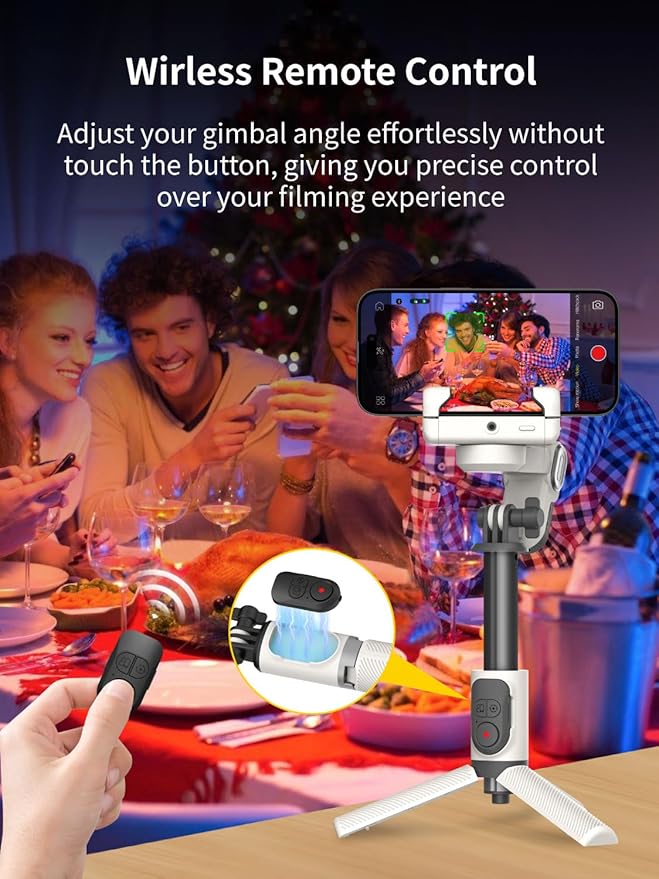 AOCHUAN Gimbal Stabilizer for iPhone, Sefie Stick Tripod with Auto Face Tracking for TIK Tok YouTube Video Recording, 4 in 1 Gimbal Stabilizer with 360° Rotation for iPhone/Andriod -M1 Pro White