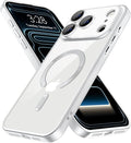 Hython Magnetic Clear for iPhone 17 Pro Case with Camera Lens Protector [Compatible with MagSafe] Luxury Plating Edge Slim Soft TPU Cover Protective Phone Case for iPhone 17 Pro 6.3", Matte Silver