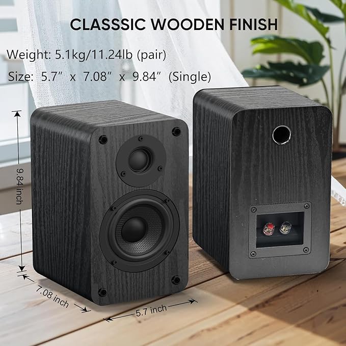 LONPOO Powered Bookshelf Speakers - Wireless 100W RMS Bluetooth with eARC - Powerful Home Music System - Home Theater Systems, Studio Monitors
