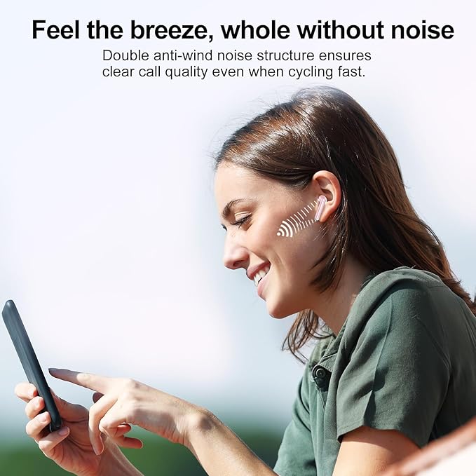 Jesebang Wireless Earbuds, Bluetooth 5.4 Headphones HiFi Stereo, Bluetooth Earbuds with ENC Noise Cancelling Mic, 36H LED Display Ear Buds, IPX7 in Ear Earphones for Phone Tablet Laptop Sports, Pink