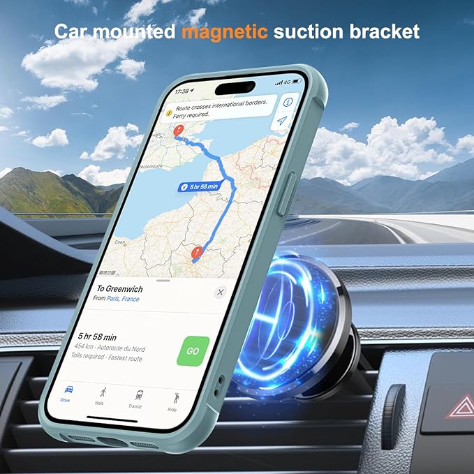 SKYLMW Compatible with iPhone 14 Pro Case with Invisible Magnetic O-Ring Stand Military-Grade Translucent Case for iPhone 14 Pro 6.1" [Compatible with Mag-Safe][Great Grip Feeling], Blue