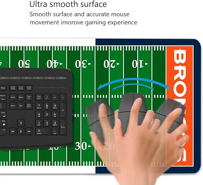 Large Gaming Mouse Pad, Mousepad with Non-Slip Rubber Base for Laptop Computer Desktop Keyboard,Football Fans Boy Husband Gift Orange Design Mat