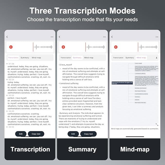 AI Voice Recorder with Transcribe,Mind Mapping & AI Summary,Supports 118+ Languages,APP Control,Compatible with GPT-5 Compatible,64GB Audio Recorder for Lectures,Phone Calls, Meetings,Interviews