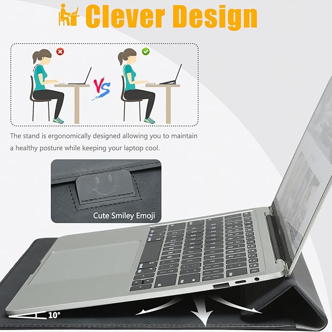 HYZUO 13 Inch Laptop Case Sleeve with Stand for 2026-2018 MacBook Air 13 M5 M4 M3 M2 M1, 2026 13" MacBook Neo, 2026-2016 MacBook Pro 13 M2 M1, iPad Pro/Air 13, Surface Pro 12-3, XPS 13, Graphite