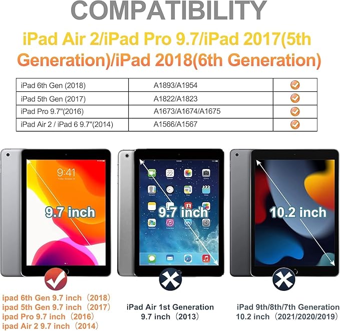 Case for iPad 6th/5th Generation 9.7 Inch 2018/2017, Rugged Full-Body Heavy Duty Soft Silicone Cute Protective Case Kids Boys Girls Cover with Handle Stand for iPad Air 2/Pro 9.7 - Red+Black