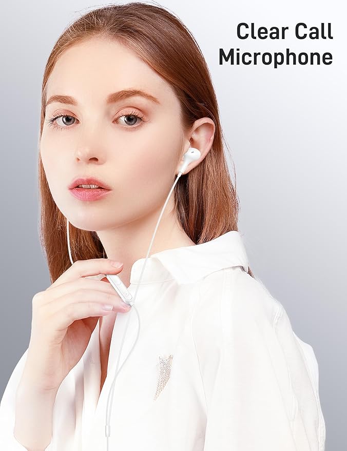 iMangoo for Apple MFi-Certified Headphones for Lightning Wired Earbuds Magnetic Ear Buds with HiFi Bass,3 Ear Tips Mic Corded Earphones for Gym, Commuting for iPhone 14 Plus 13 12 11 Pro Max White