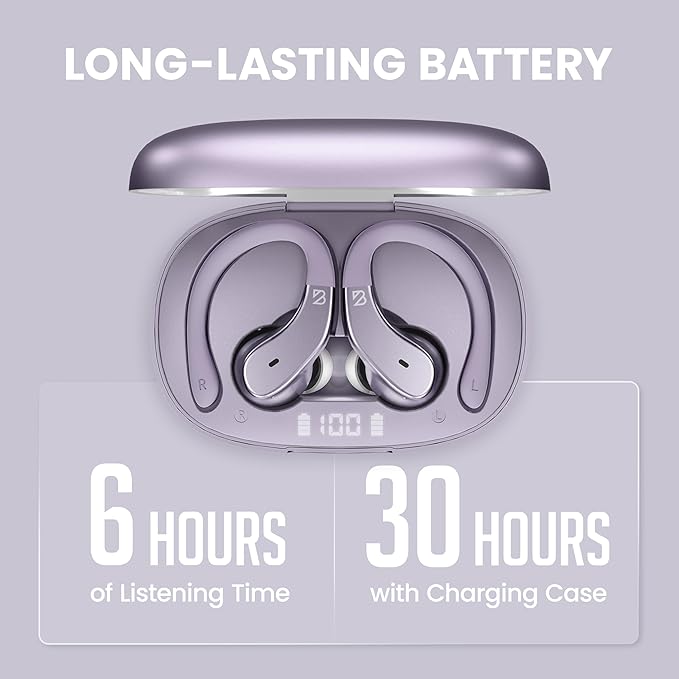 Back Bay Audio - Runner's Wireless Earbuds Bluetooth Headphones for Sports, Hook Over The Ear Buds, Deep Bass, Wrap Around Earphones with Earhooks for Running, Workout Wireless Headphones for The Gym