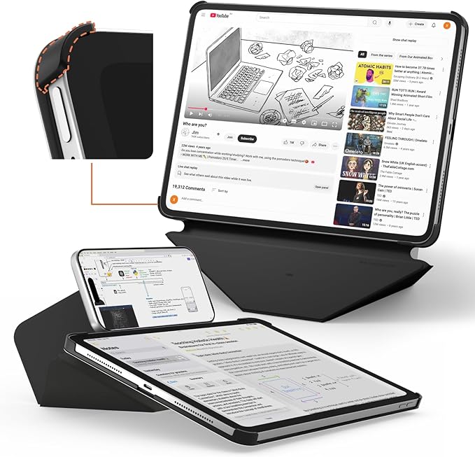 MOFT Dynamic Folio Case for iPad Air 13"(M4 2026/M3 2025/M2 2024)-[Reinforced Corner Protection] Stable Slim Magnetic Stand with 20+ Viewing Angles, Premium MOVAS Leather,Jet Black