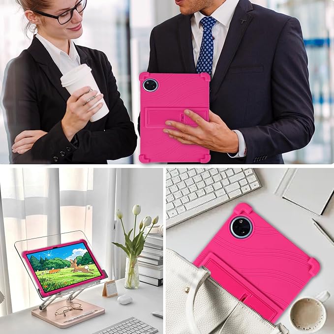 ATOOZ for DOOGEE U11 Case 11 Inch,Soft Silicone Kids Case for DOOGEE U11 Pro Tablet 2025/Teclast P50 Tablet with Stand (Rose Red)