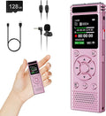 136GB Digital Voice Recorder with Playback,9000 Hours Audio Recording Device,Voice Activated Recorder with Noise Reduction,A-B Repeat,Mp3 Player & Password for Lectures Meeting/Classes/Interviews,Pink