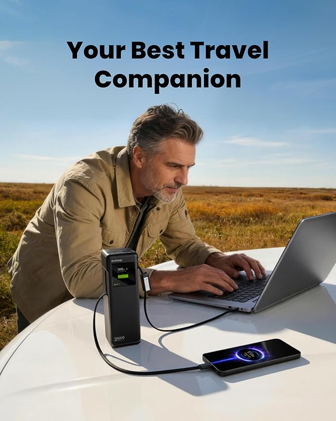 sharge Laptop Power Bank 25000mAh, HyperTower 170W Total Fast Charging Portable Charger, 100W Power Bank with Built-in Cables, High Capacity Travel Essentials Battery Pack for MacBook, iPhone17