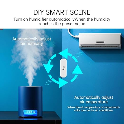 Smart Temperature Humidity Sensor, Tuya WiFi Hygrometer Indoor Monitor with App Alerts, Compatible with Alexa/Google Home, Real-Time Data & Scene Automation (2.4GHz Only)