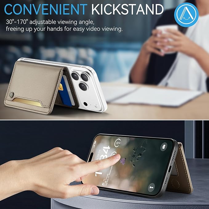 Vinich for MagSafe Wallet Magnetic RFID Blocking Card Holder Compatible with MagSafe Phones and Cases, Strong Magnet Minimalist Phone Wallet for iPhone 17/16/15/14/13/12/ Pro/Max/Plus, Desert Titanium