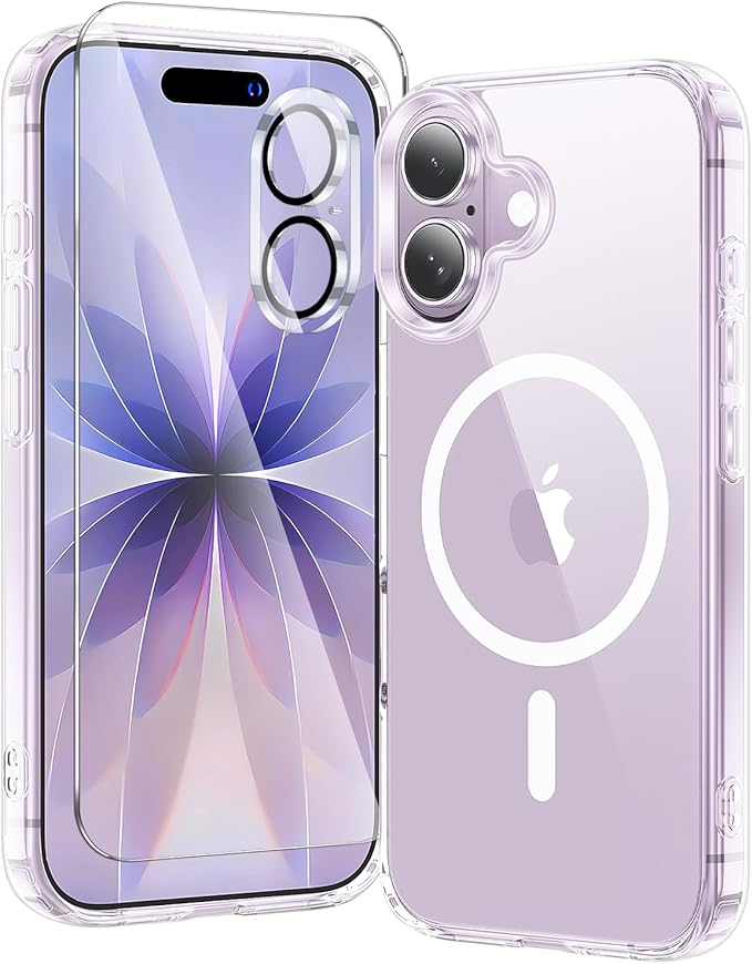 toushion 3 in 1 for iPhone 17 Case Clear,Fits MagSafe, Not Yellowing, Screen Protector*1 Camera Lens Protector*1, Military-Grade Protection for Phone Cover 6.3 inch