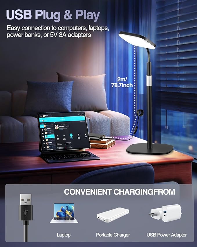 EMART Zoom Meetings Streaming Light for Desk with Flexible Gooseneck, Desktop Video Conferencing Calls Selfie Key Light, Recording Keylight Continuous Output Lighting for Laptop Computer Webcam