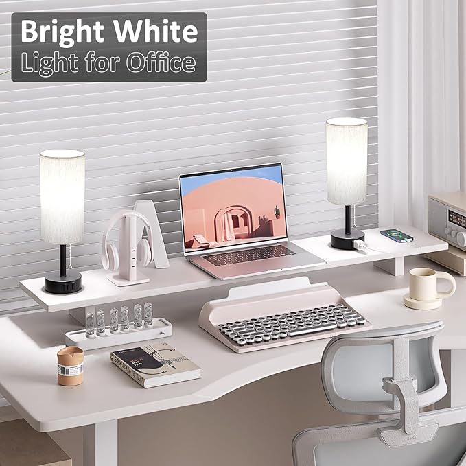 Bedside Table Lamps Set of 2-3 Color Temperatures Pull Chain Lamp with AC Outlet Charging Port, Small Round Night Stand Lamps for Bedroom Guest Room Office, Bed Side Light with E26 LED Bulbs
