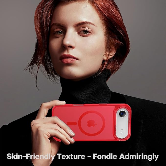 Newfuture Magnetic for iPhone Air Case [Compatible with Magsafe] [Military Grade Drop Protection] Translucent Matte Anti-Scratch Shockproof Protective Phone Cover 6.5 Inch, Red