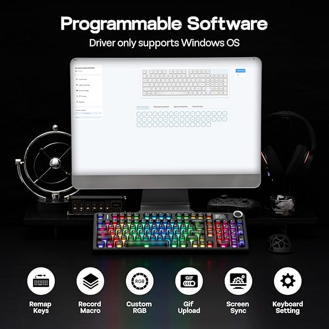 EPOMAKER Aula F99 MAX Wireless Mechanical Keyboard, Smart Screen & Knob, 8000mAh, 2.4Ghz/BT Creamy Keyboard, Pre-Lubed Switch, Hot-Swappable, RGB Backlit, Custom Software (Black)