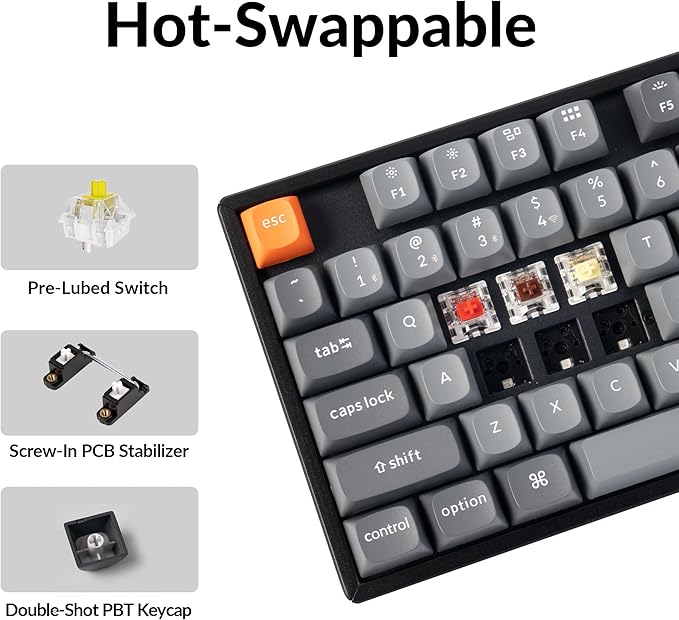 Keychron K8 Max TKL Wireless Mechanical Keyboard, QMK 2.4 GHz/Bluetooth 5.1/Wired with Aluminum Frame, RGB Backlit Hot-Swappable Programmable Keychron Super Banana Switch for Mac Windows Linux
