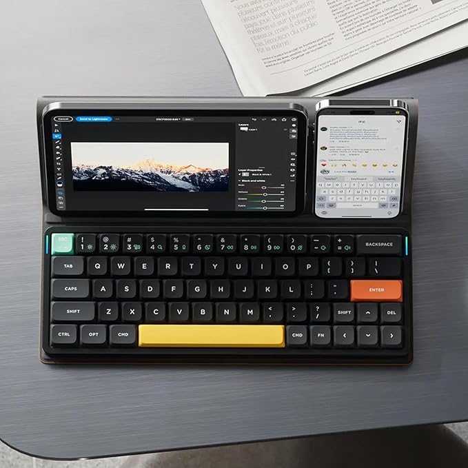 nuphy Air60 V2 Portable Wireless Keyboard 60% Low Profile Mechanical Keyboard Support QMK/VIA Compatible with Windows/mac OS/Linux Supports Bluetooth 5.1/2.4GHz/USB-C Black, Gateron Blue Switch