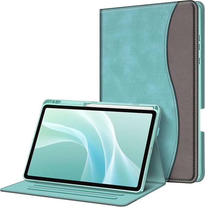 Fintie Case for Samsung Galaxy Tab S11 5G 11 Inch 2025 Model (SM-X730/X736B) with S Pen Holder, Multi-Angle Viewing Soft TPU Back Cover with Pocket, Auto Wake/Sleep, Turquoise