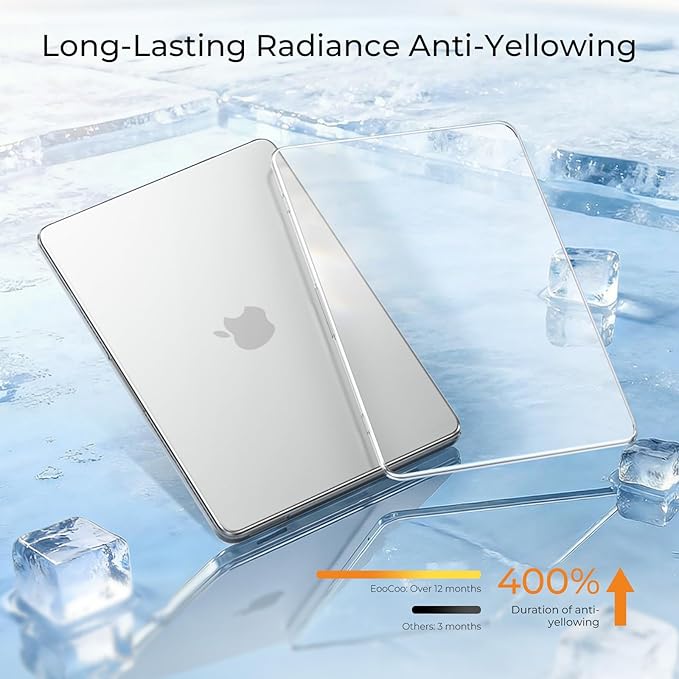 EooCoo for MacBook Neo Case 13 inch 2026 Model A3404 with A18 Pro chip, Hard Shell Case & Sleeve Bag & Type C & Keyboard Skin & Screen Film Laptop Accessories, Crystal Clear