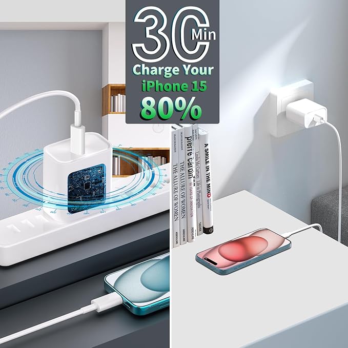 [Apple MFi Certified] iPhone 17 Charger Fast Charging, Stuffcool 2Pack 20W PD USB-C Power Adapter Type-C Wall Charger with 2Pack 6FT USB-C Cord for iPhone 17/17 Air/17 Pro/17 Pro Max/16/16 Pro/15/iPad