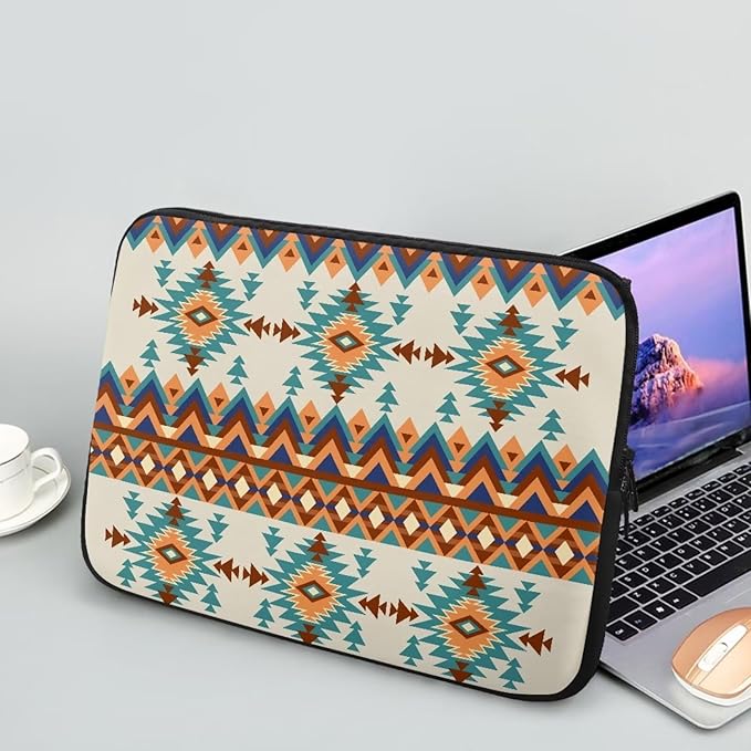Aztec Boho Laptop Protective Sleeve for Women Men 12 inch Computer Sleeve Neoprene Laptop Bag Lightweight Lap Top Case Suitable for Travel School Office Organizers Brown