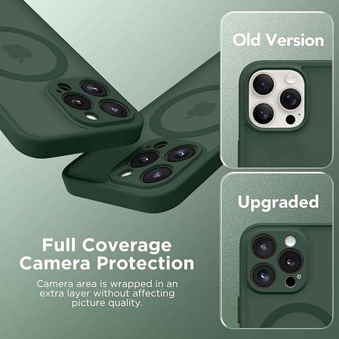 CAPRARO CAPRRO Magnetic for iPhone 13 Pro Max Case, [Compatible with MagSafe] [Full Camera Protection] Shockproof Protective Slim Translucent Matte Phone Case for iPhone 13 Pro Max 6.7'', Deep Green
