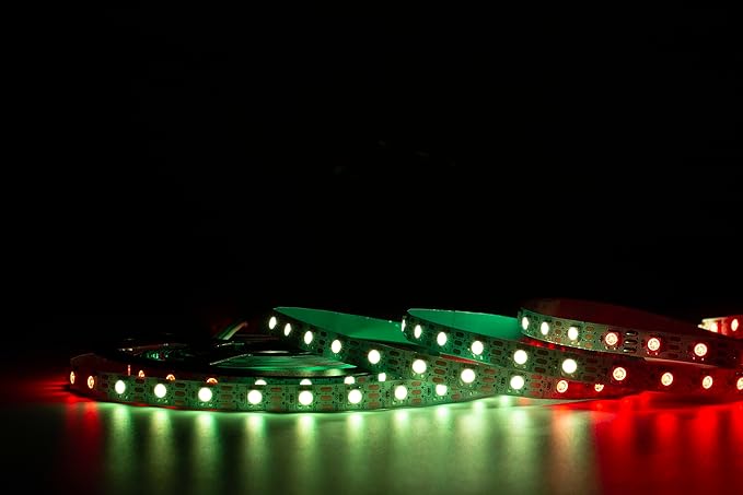 WS2812B LED Strip Individual Addressable Light 60Pixels/m SMD 5050 RGB Pixel Strip DC5V (16.4FT 300LEDS Waterproof IP65, White PCB)